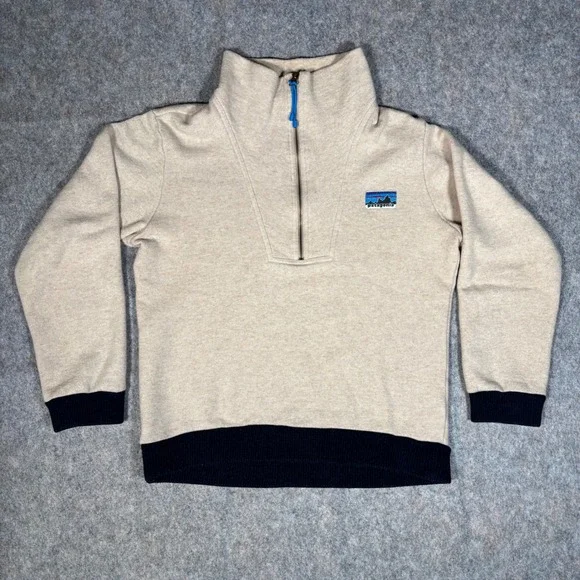 Patagonia Mens M Beige Oatmeal Woolie Fleece Pullover 1/2 Zip Jacket 26905 Gorp - Picture 1 of 10